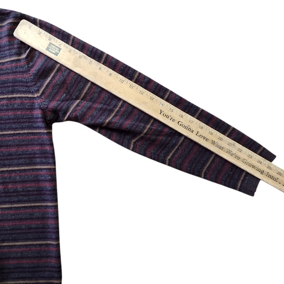 Eddie Bauer Brown Merino Wool Striped Crewneck Sweater Men’s Sz. LT - Picture 7 of 7